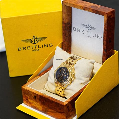 Breitling Chronomat 1884 Black Dial In 18K Gold With .